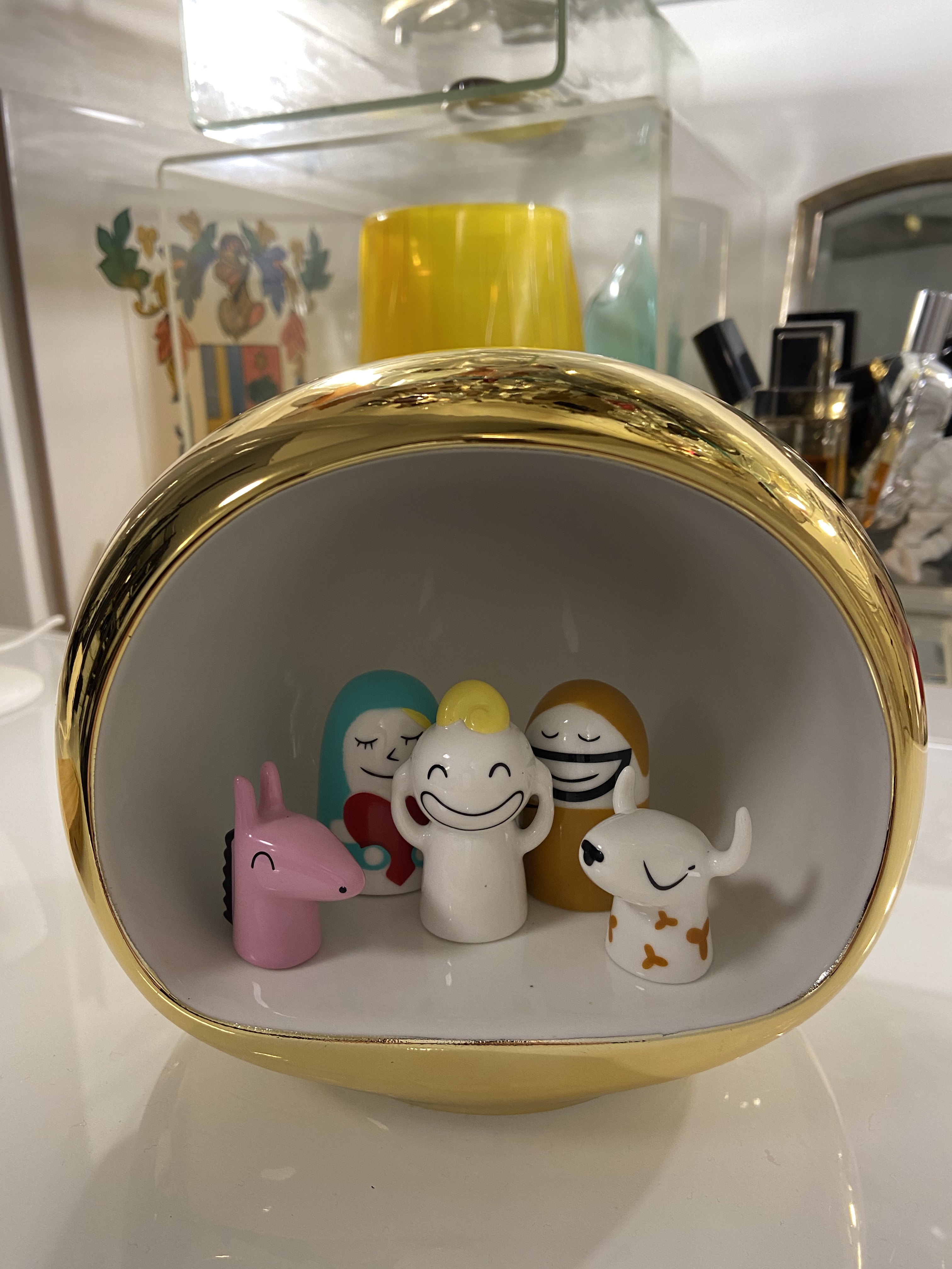 Alessi AMGI10 GD presepe porcellana oro 5 pezzi