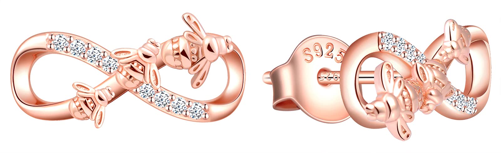 INFINIONLY Collana infinito ape argento 925 oro rosa