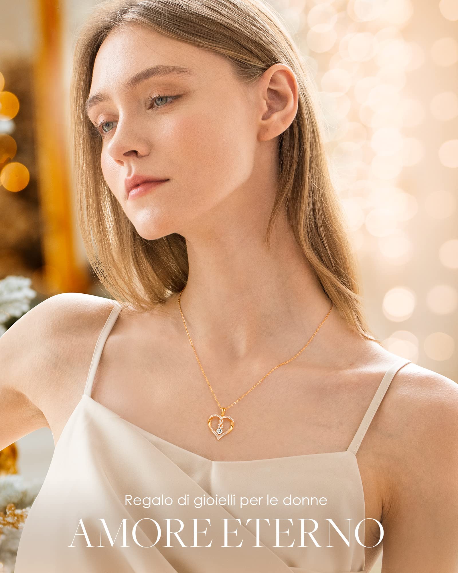 Louisa Secret Cuore Infinito Collana Oro Giallo Zirconia
