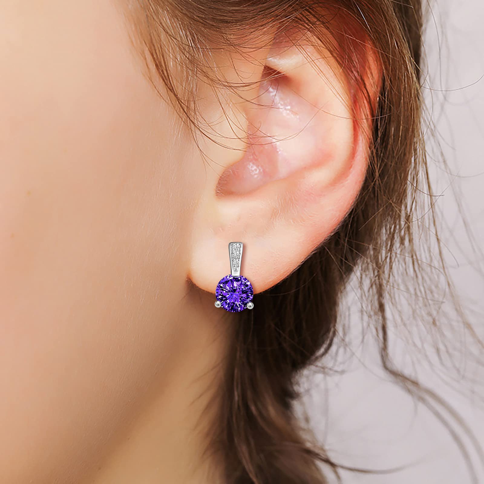 INFINIONLY Fashion Earrings orecchini argento viola zircone