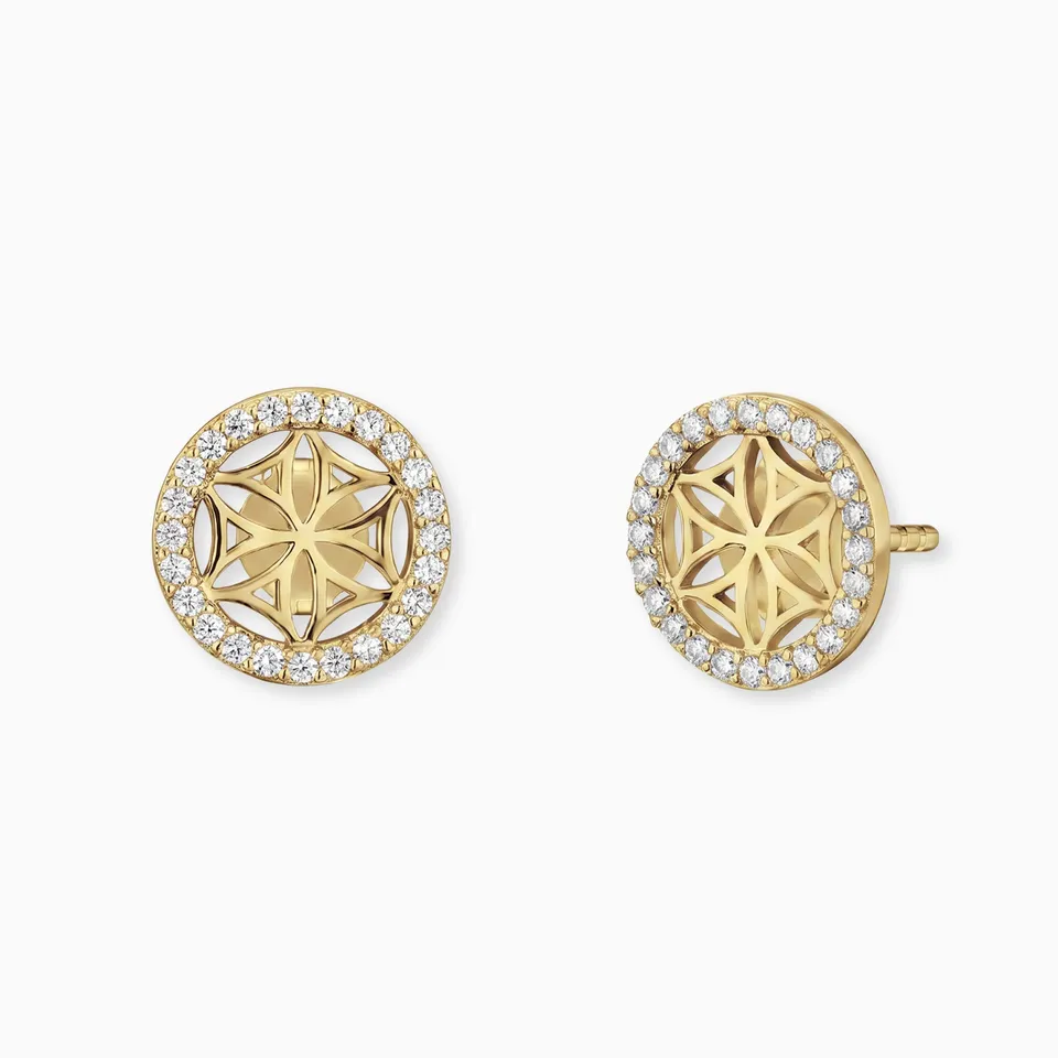 Engelsrufer Ohrringe Lebensblume Orecchini Argento oro zirconia