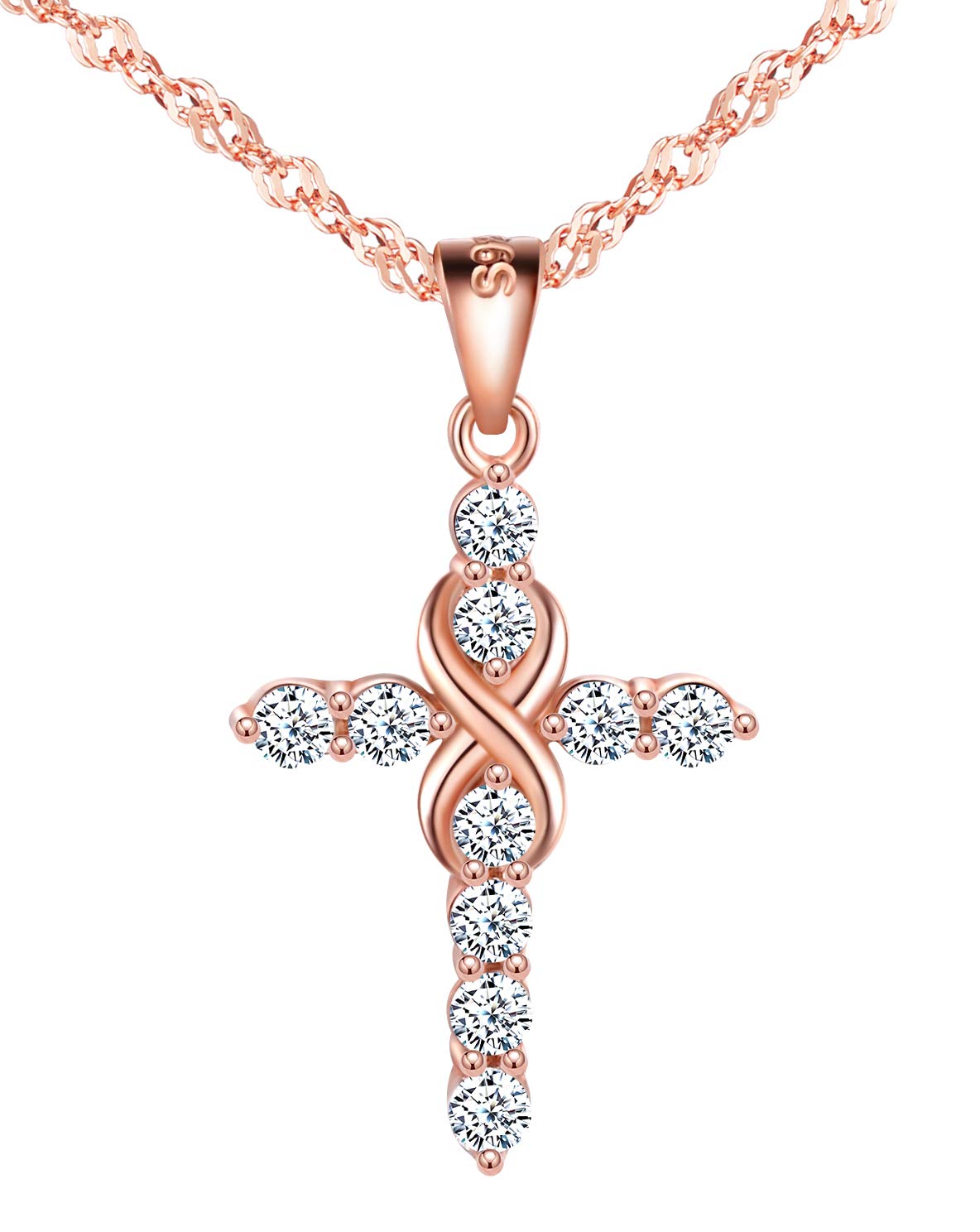 INFINIONLY Fashion Collana Argento 925 Silver Croce Infinito Zircone