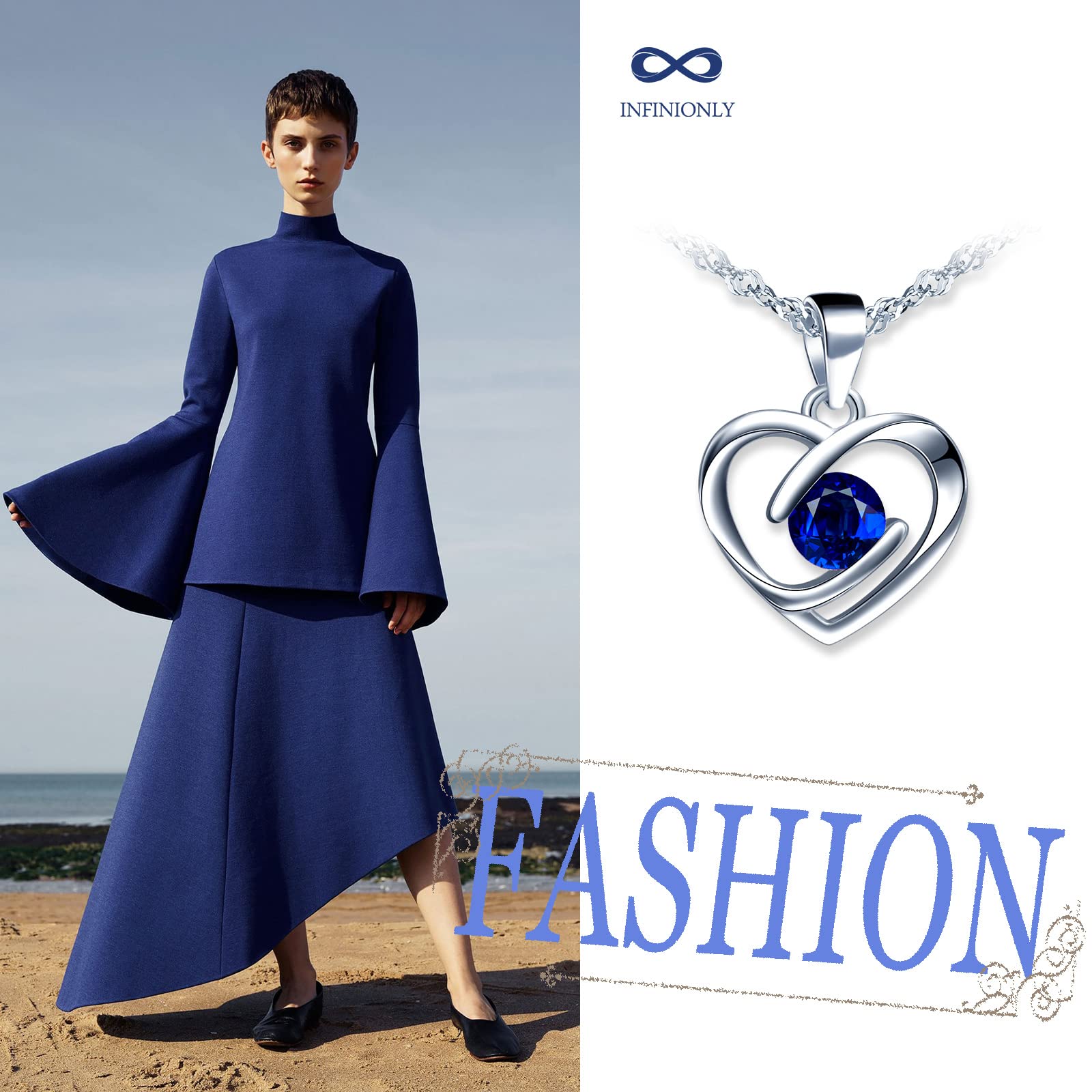 Infinionly collana cuore blu argento 925 45 cm