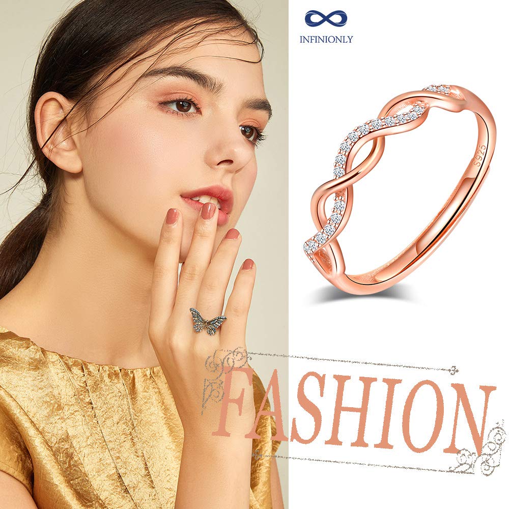 INFINIONLY Fashion Anello Infinito Argento 925 Regolabile Zirconi