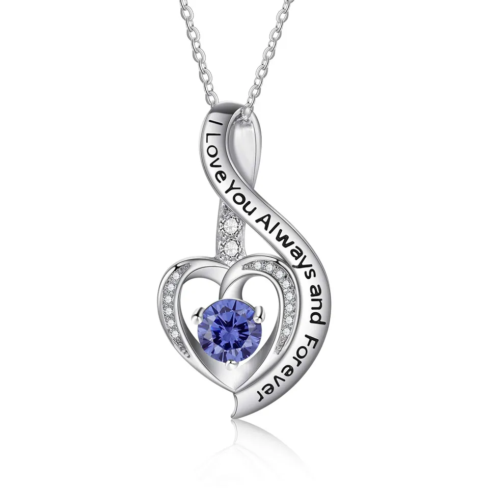 Jessemade Gioielli Collana Argento 925 Cuore Pietra Zirconi Mamma