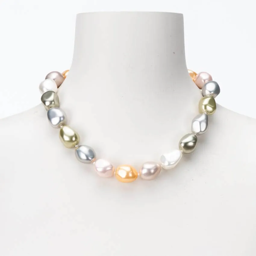 Chic Ad Hoc Collane Girocollo Perle Shell Baroccate Pastello
