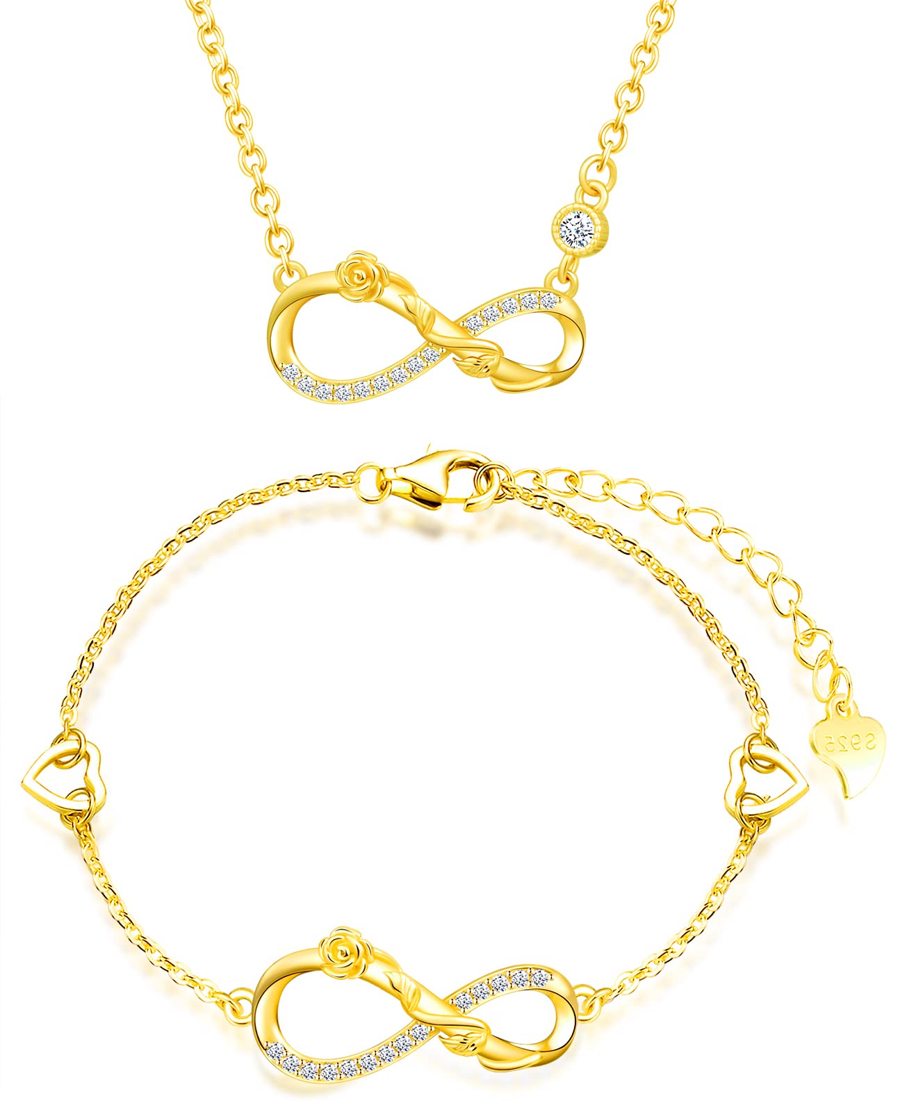 Infinionly Fashion Necklaces parure C argento 925 infinito fiore