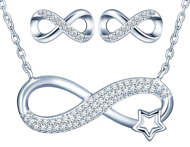 INFINIONLY Collana Orecchini Stella Parure Argento 925 Zirconi