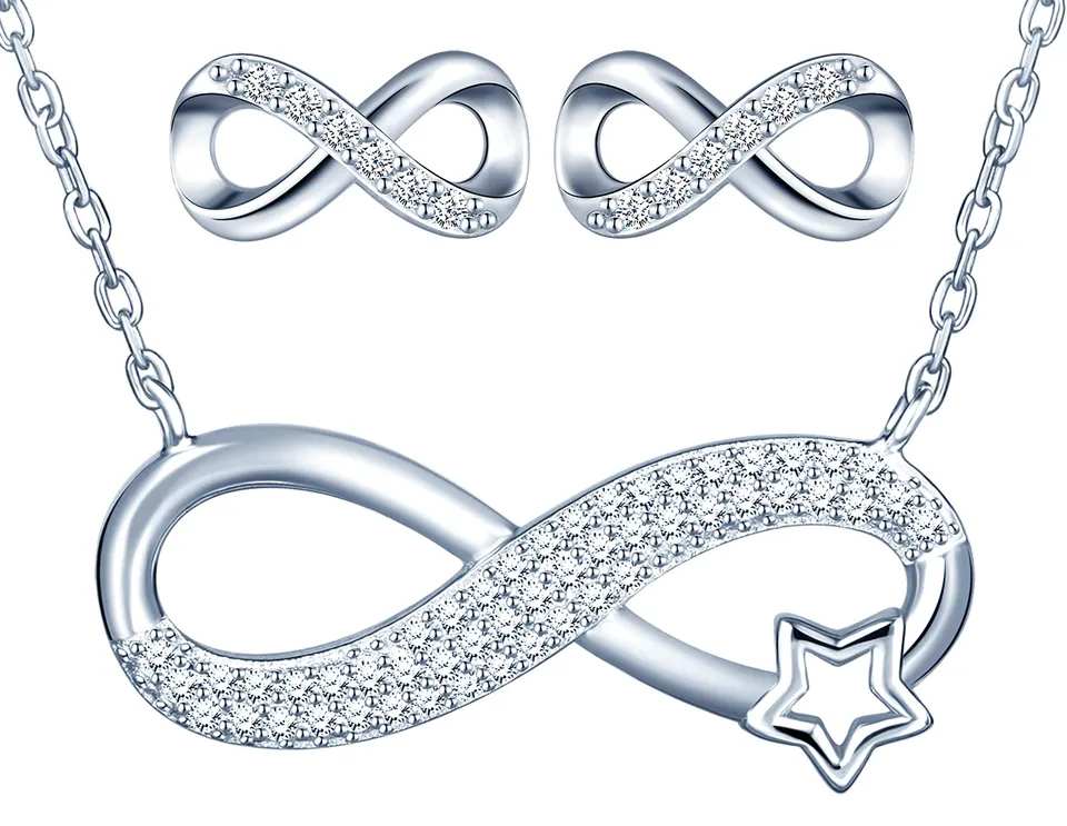 INFINIONLY Collana Orecchini Stella Parure Argento 925 Zirconi