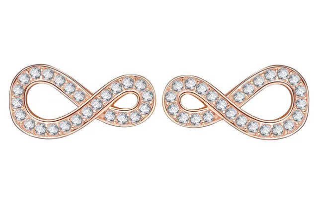 INFINIONLY Fashion Earrings orecchini infinito oro rosa zirconi