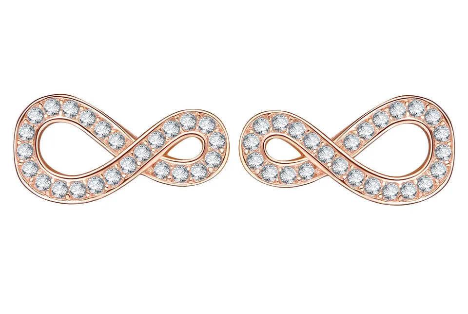INFINIONLY Fashion Earrings orecchini infinito oro rosa zirconi