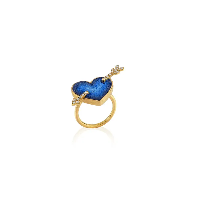 Le Sibille Blue Heart Anello cuore oro 18kt diamanti