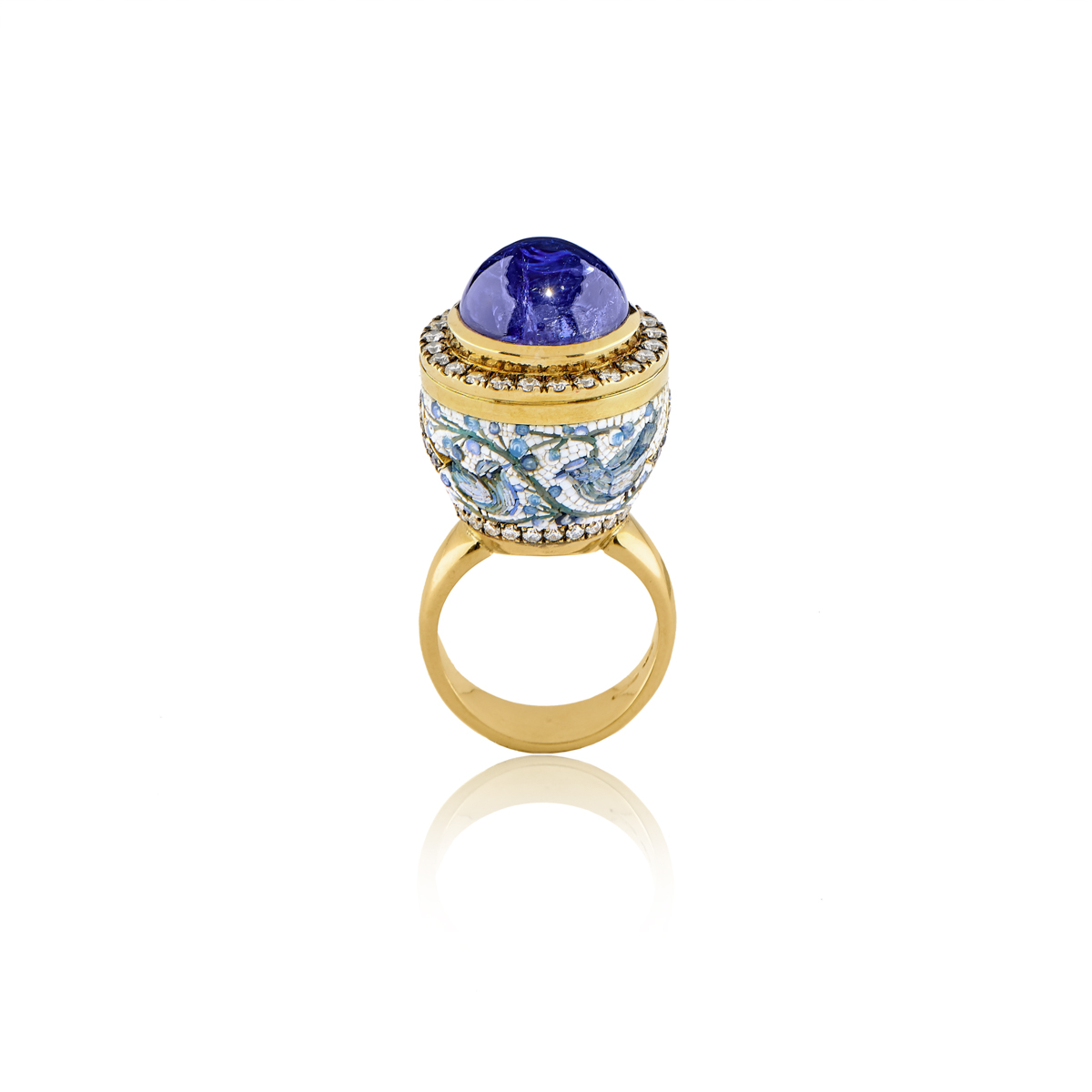 Le Sibille Lalique anello oro tanzanite 13.83 ct brillanti