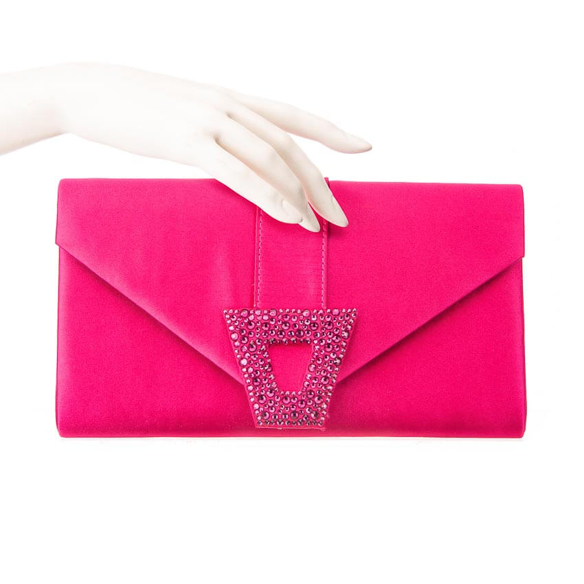 Chic Ad Hoc Borse pochette busta satin strass fuxia