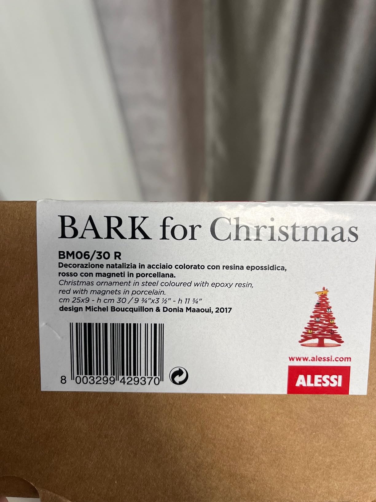 Alessi Bark BM06/30 R Albero Natale Acciaio Rosso 70 cm