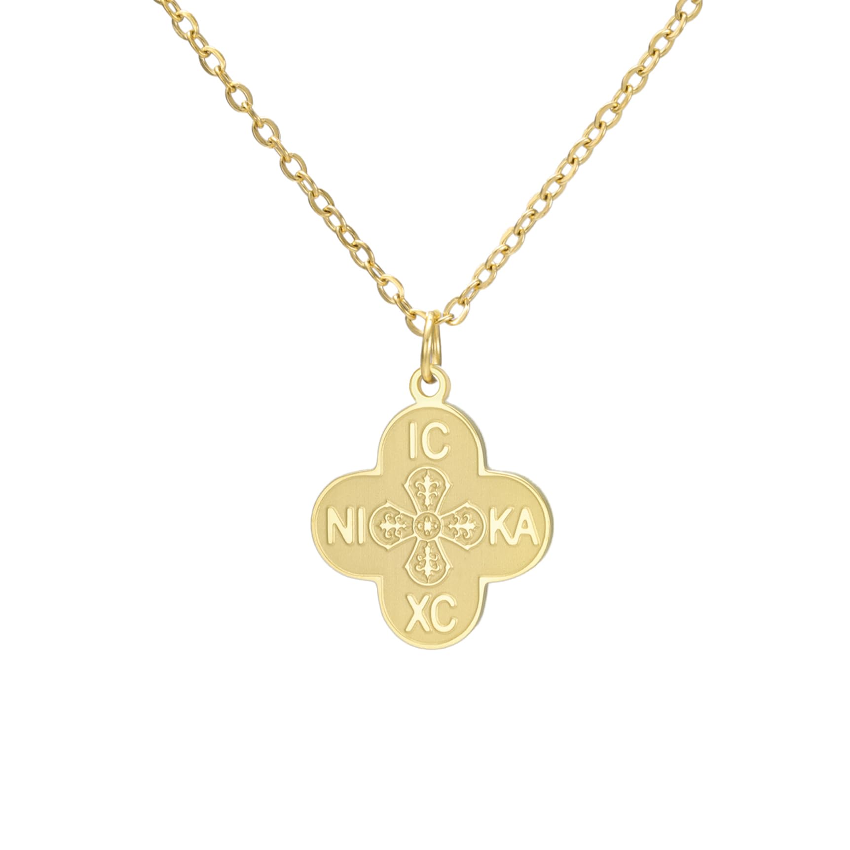 Eueavan Croce Ortodossa Collana Oro IC XC NIKA Religiosa