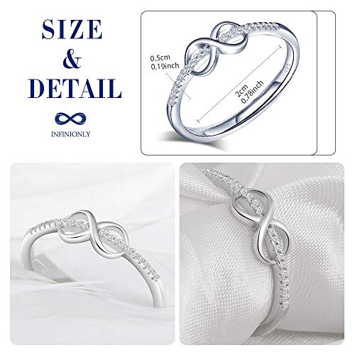 INFINIONLY anello infinito argento 925 zircone regolabile