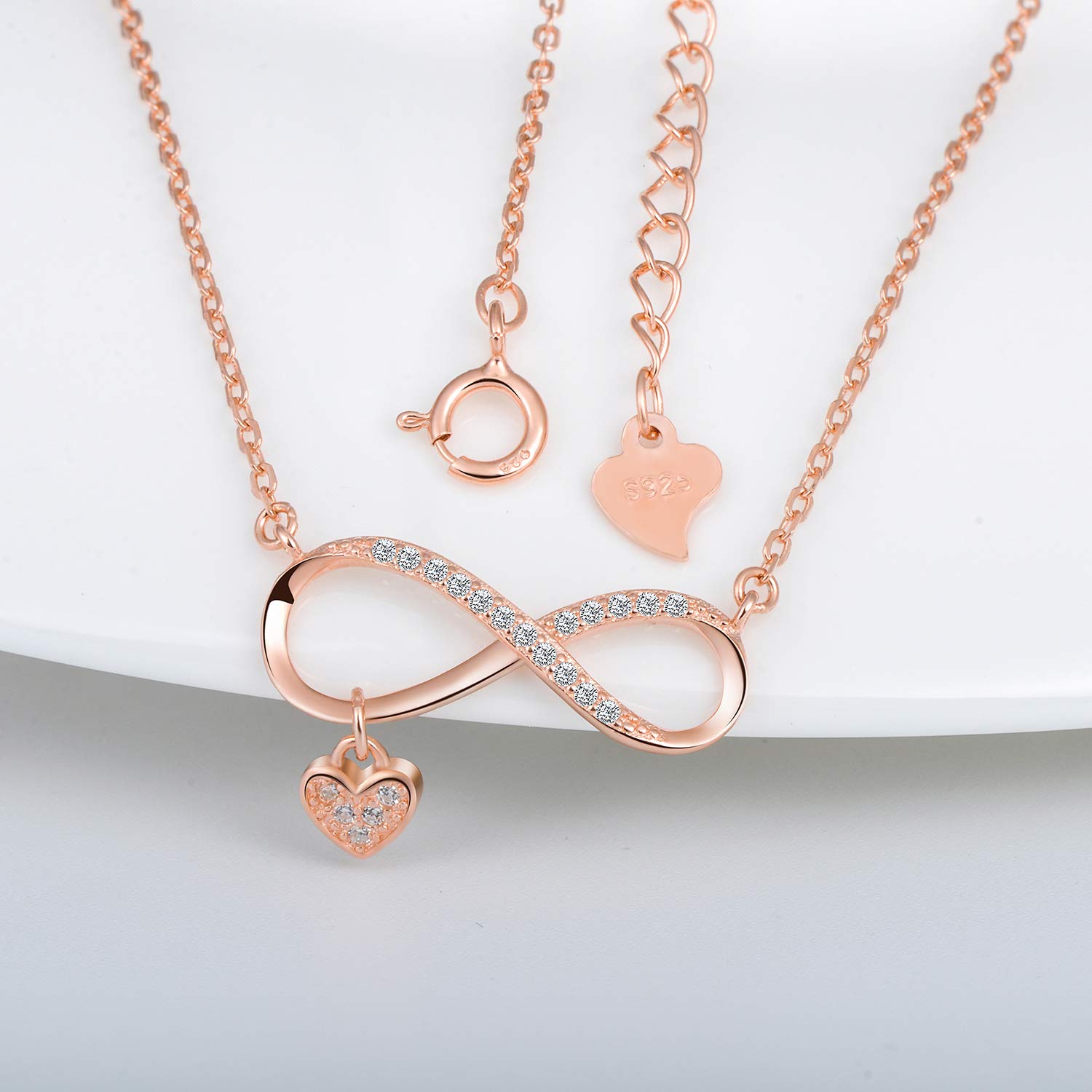 Infinionly Collana Infinito Argento 925 Cuore Oro Rosa