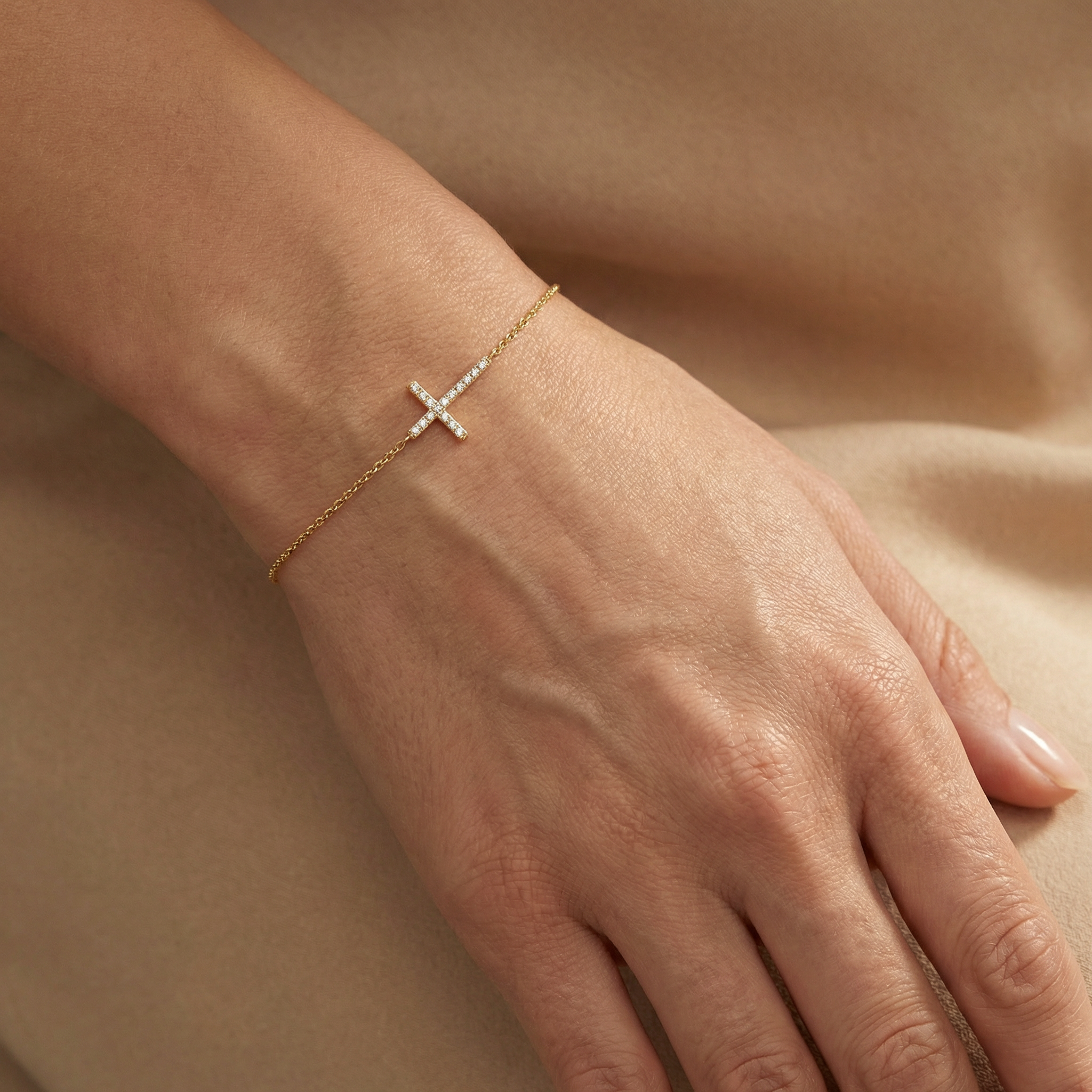 Engelsrufer Bracciale Argento 925 Croce Oro Zirconia