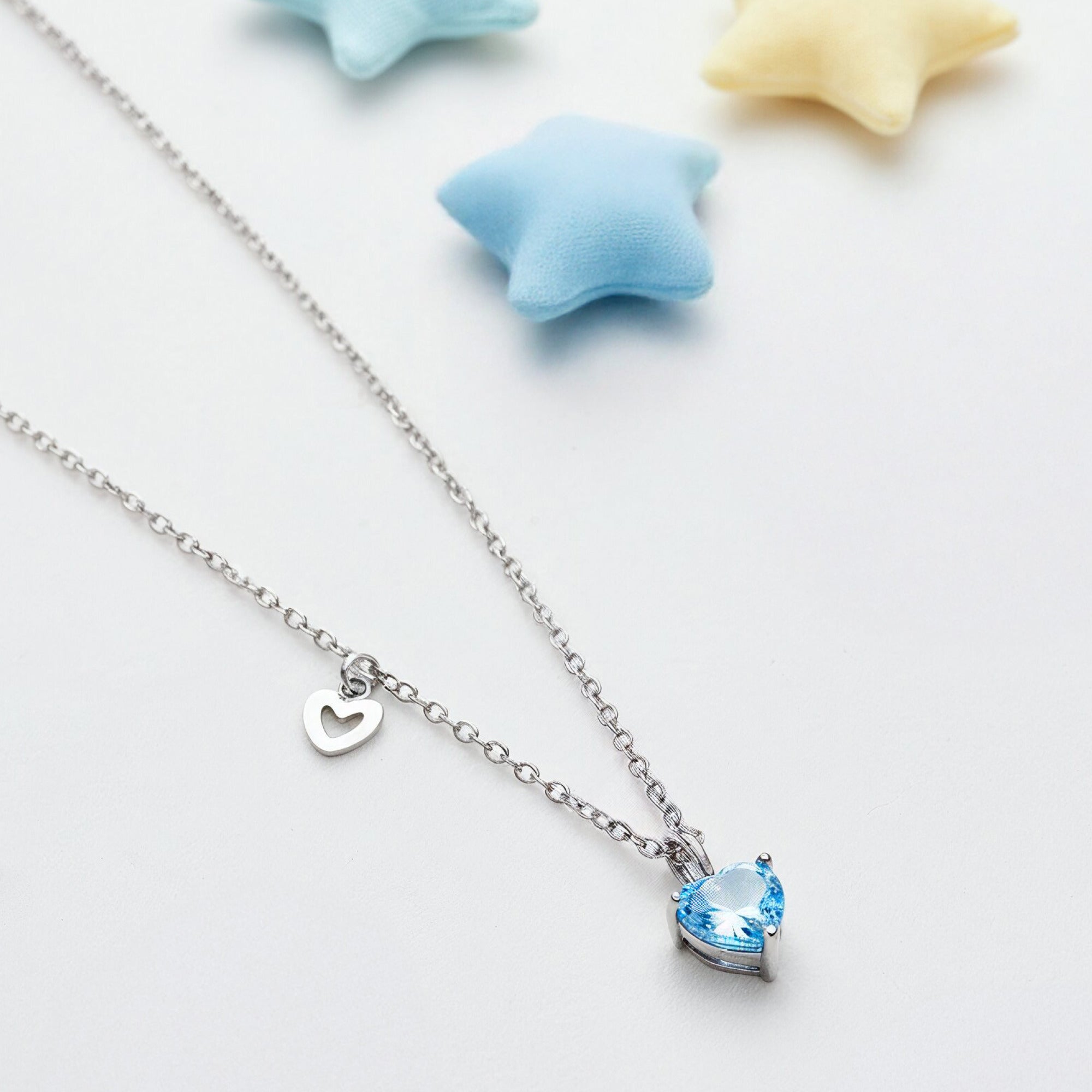 Engelsrufer Collana Bambina Acciaio Cuore Blu Zirconi