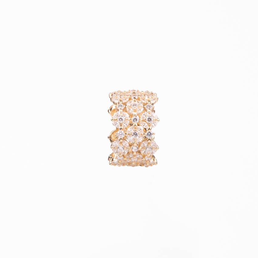 Chic Ad Hoc Anello Fascia Floreale Oro Motivi Fiori