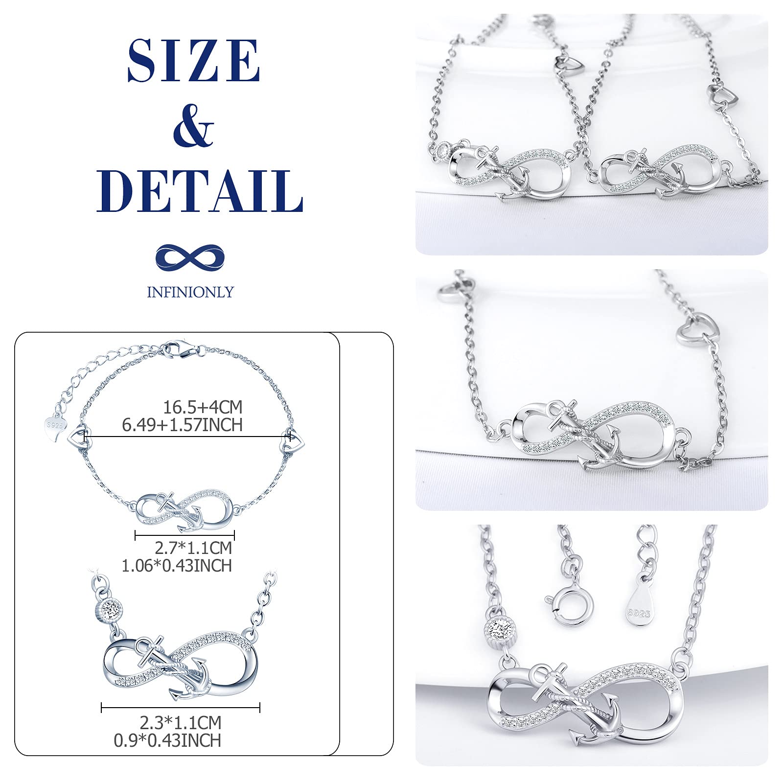 Infinionly Parure Set Gioielli Infinito Ancora B Argento