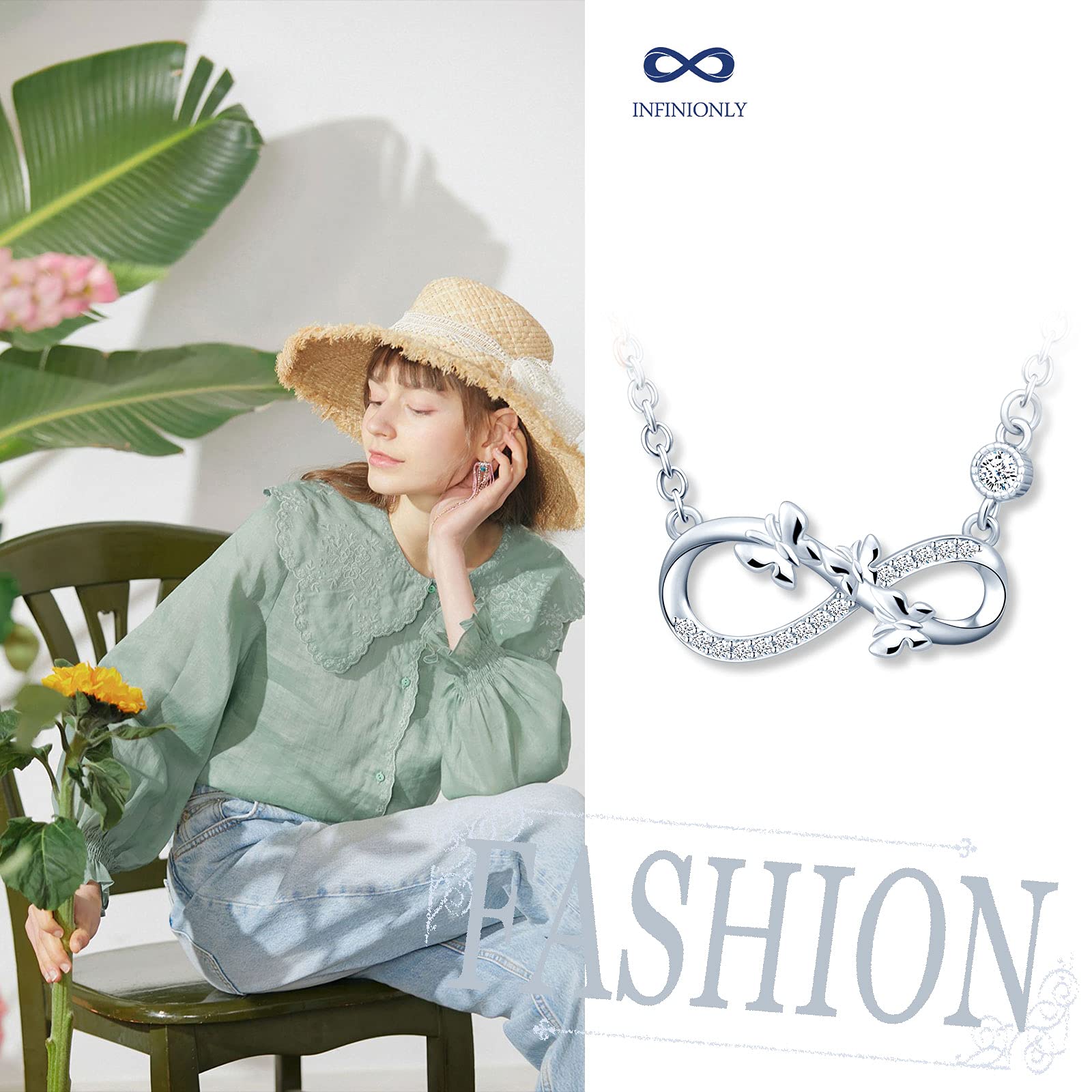INFINIONLY Fashion Necklaces collana farfalla infinito argento 925