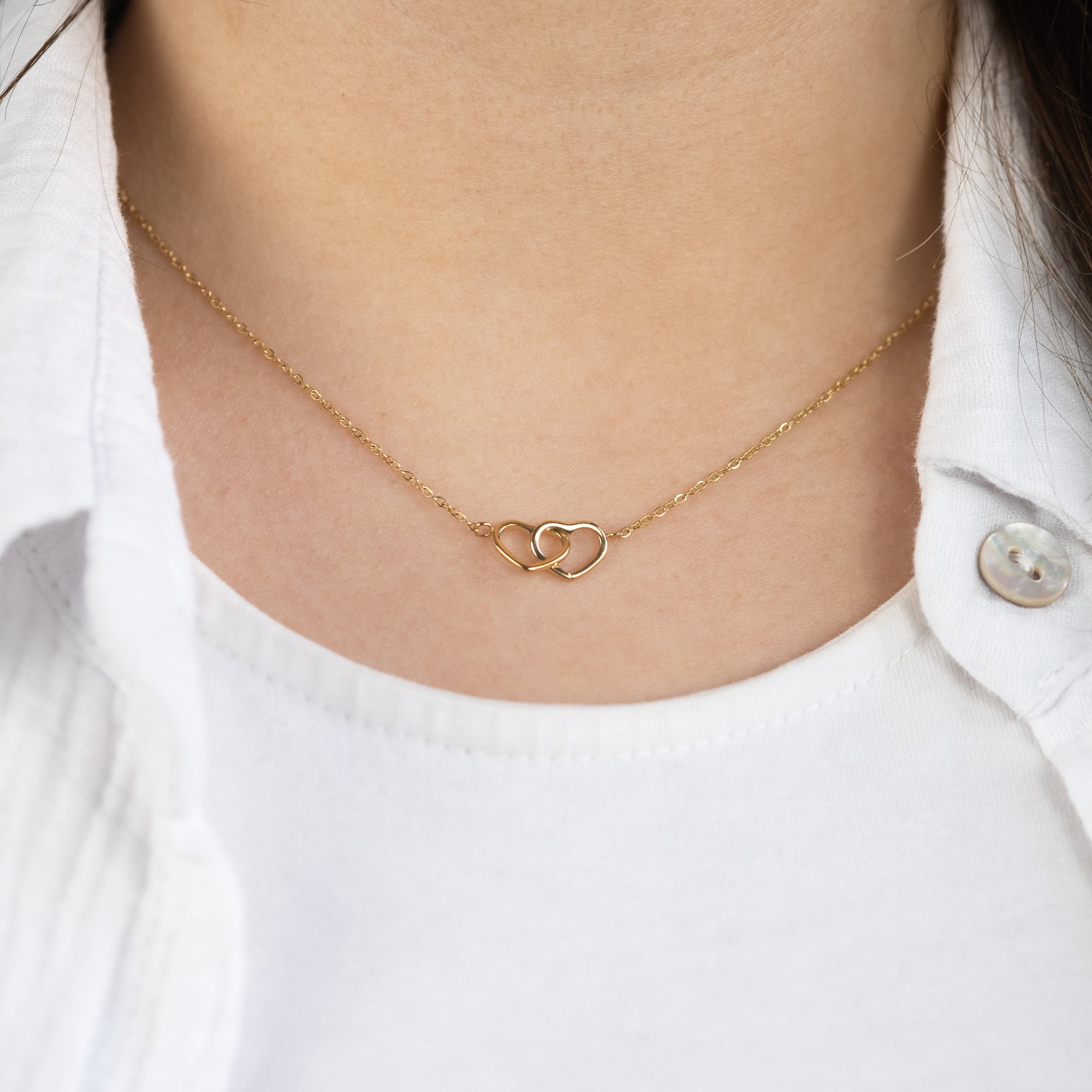 MySteel Collana Acciaio Oro Neverending Due Cuori