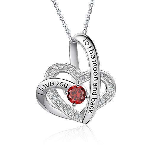 Jessemade Gioielli Collana Cuore Argento 925 Pietra Gennaio