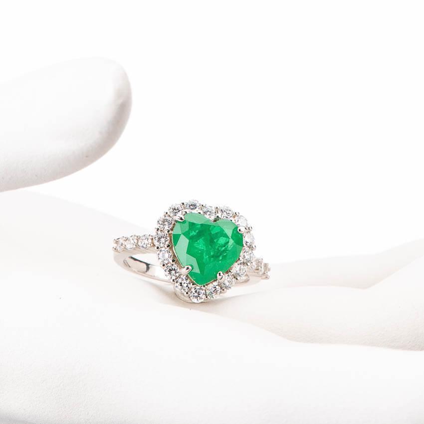 Chic Ad Hoc Anello Cuore Verde Smeraldo Zirconi