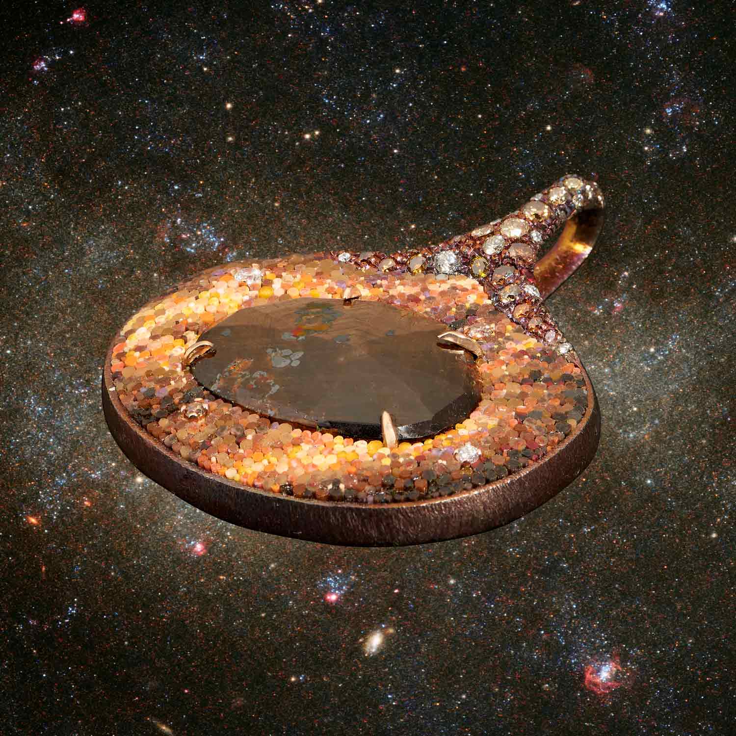 Le Sibille Ganimede pendente titanio oro zaffiro