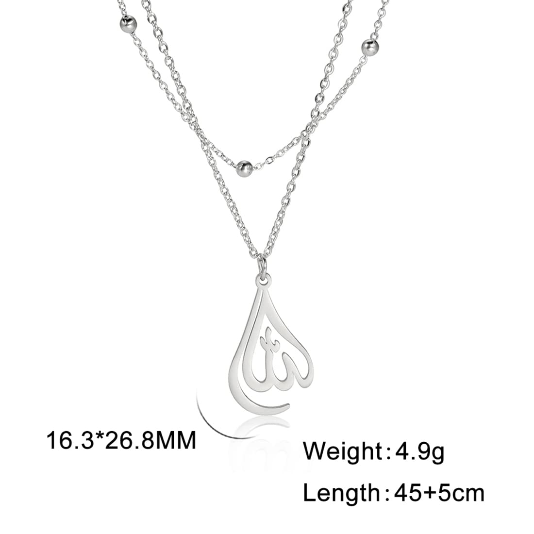 EUEAVAN Necklaces collana Allah argento stratificato islamica