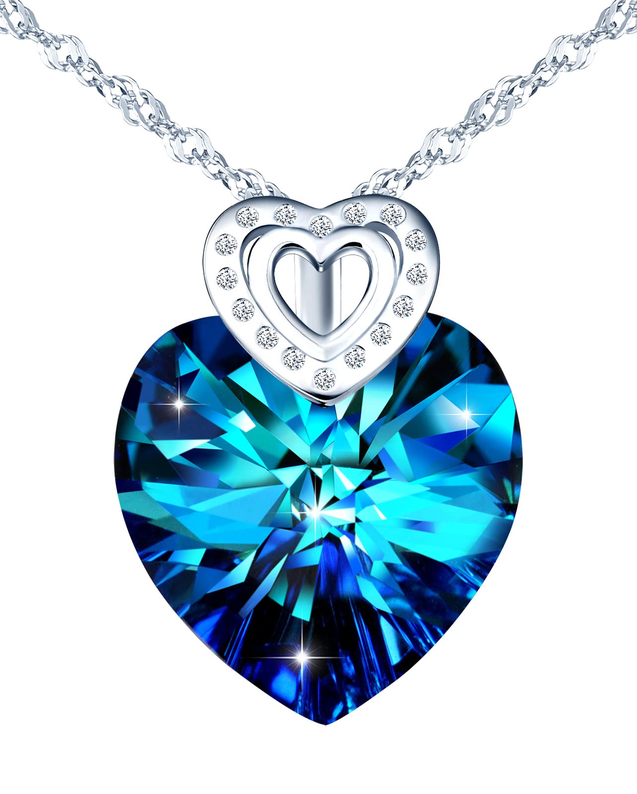 INFINIONLY Cuore dell'Oceano Collana Cuore Viola 45cm Argento