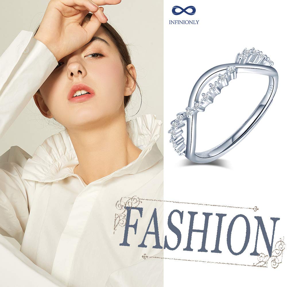 INFINIONLY Fashion Rings anello aperto infinito argento 925 zirconi