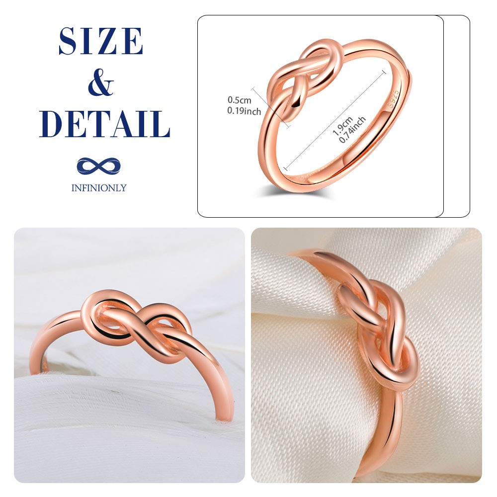 INFINIONLY Anello Infinito Argento 925 Oro Rosa Regolabile Donna
