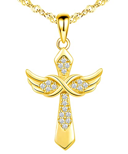 INFINIONLY Fashion Necklaces collana croce ala oro argento 925