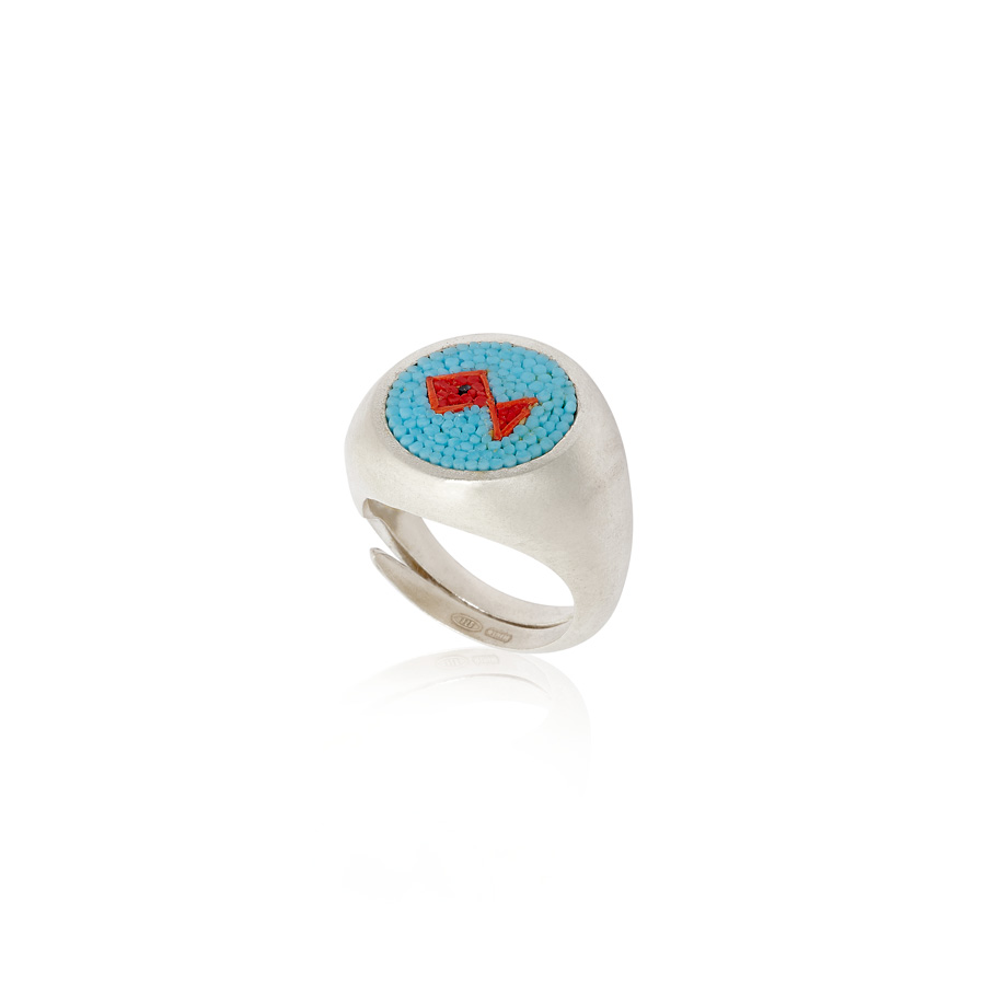 Le Sibille Pesce anello chevalier argento 925 regolabile