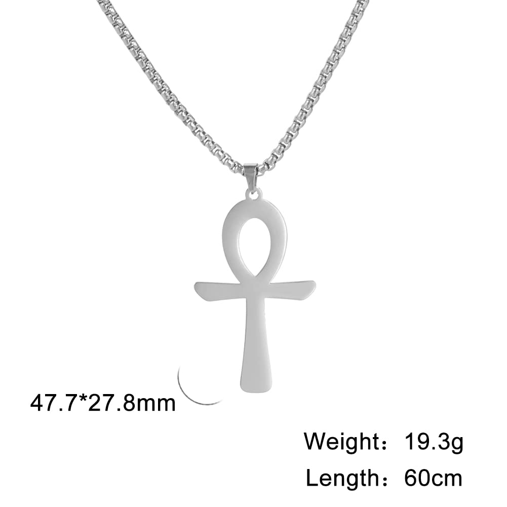 EUEAVAN Collana Acciaio Croce Ankh Egizia 60 cm Oro