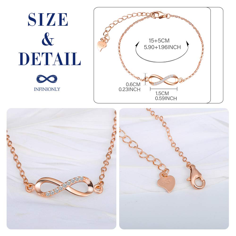 INFINIONLY Fashion Bracelets Bracciale Infinito Oro Rosa