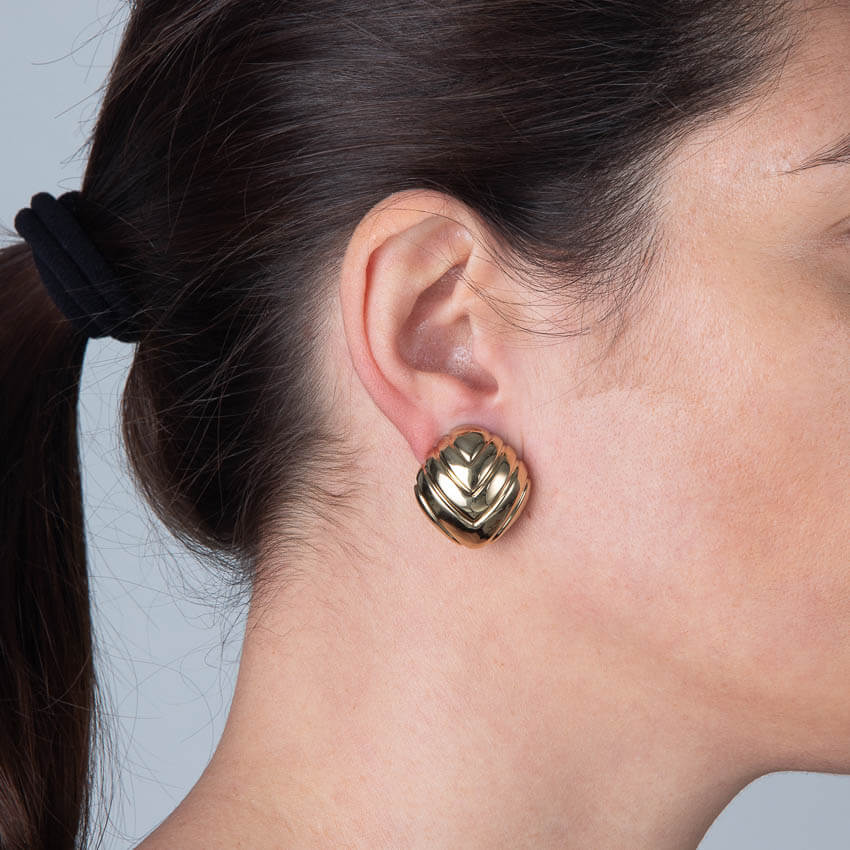 Chic Ad Hoc Orecchini Clip Bottone Geometrico Oro