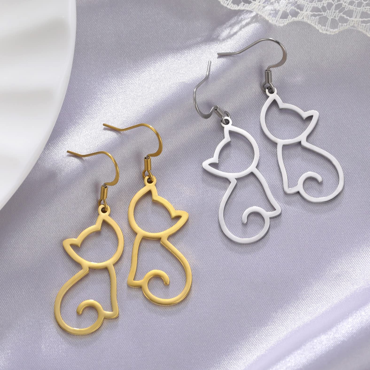 EUEAVAN Earrings orecchini volpe acciaio senza tappi