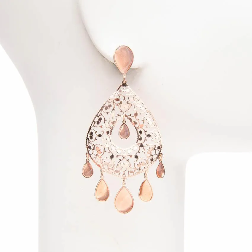 Chic Ad Hoc Orecchini perno arabesco gocce oro rosa