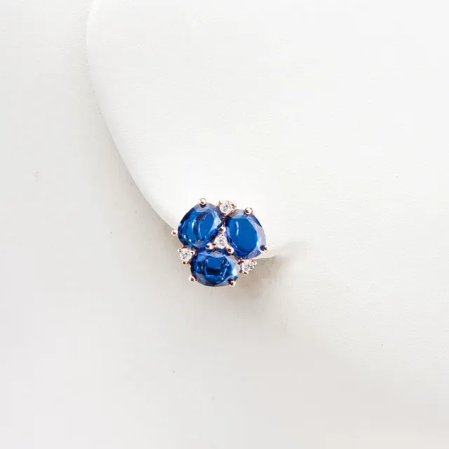 Chic Ad Hoc Orecchini clip argento zirconi blu zaffiro