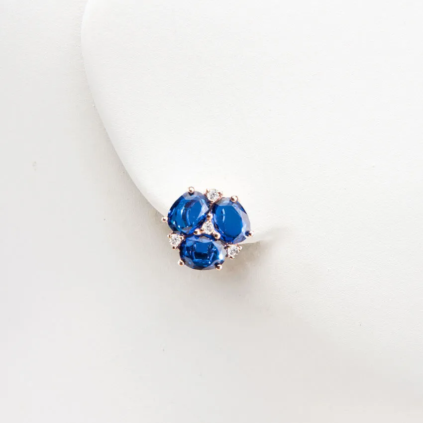 Chic Ad Hoc Orecchini clip argento zirconi blu zaffiro