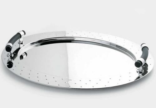 Alessi MG09 vassoio ovale acciaio lucido 58 cm nero