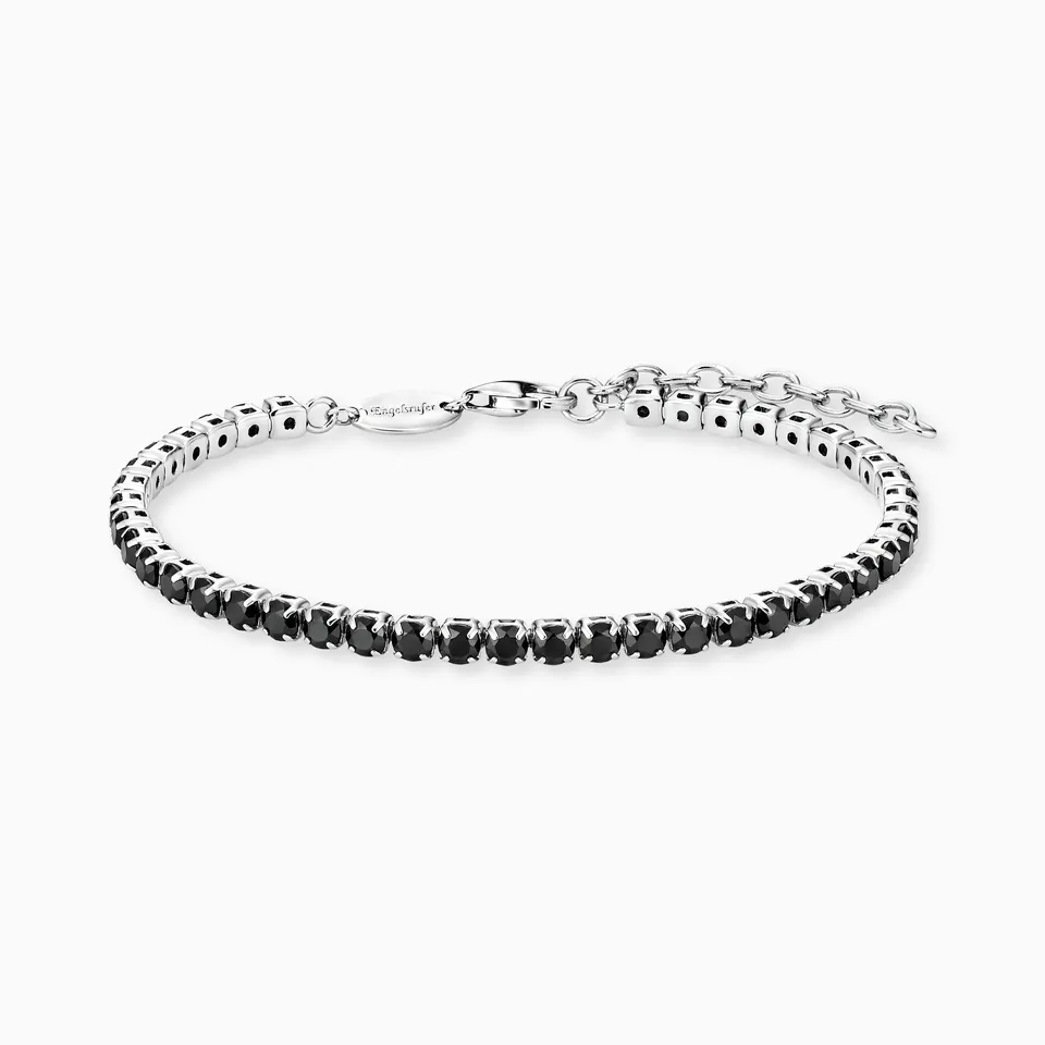 Engelsrufer Shiny Tennis bracciale argento zirconia neri