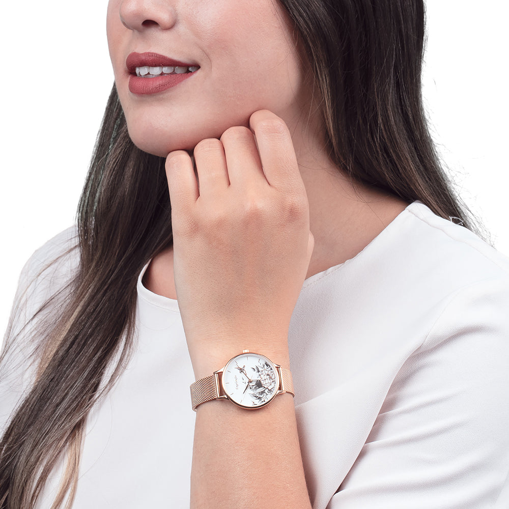 Engelsrufer Blume Orologio Fiore Oro Rosa Mesh