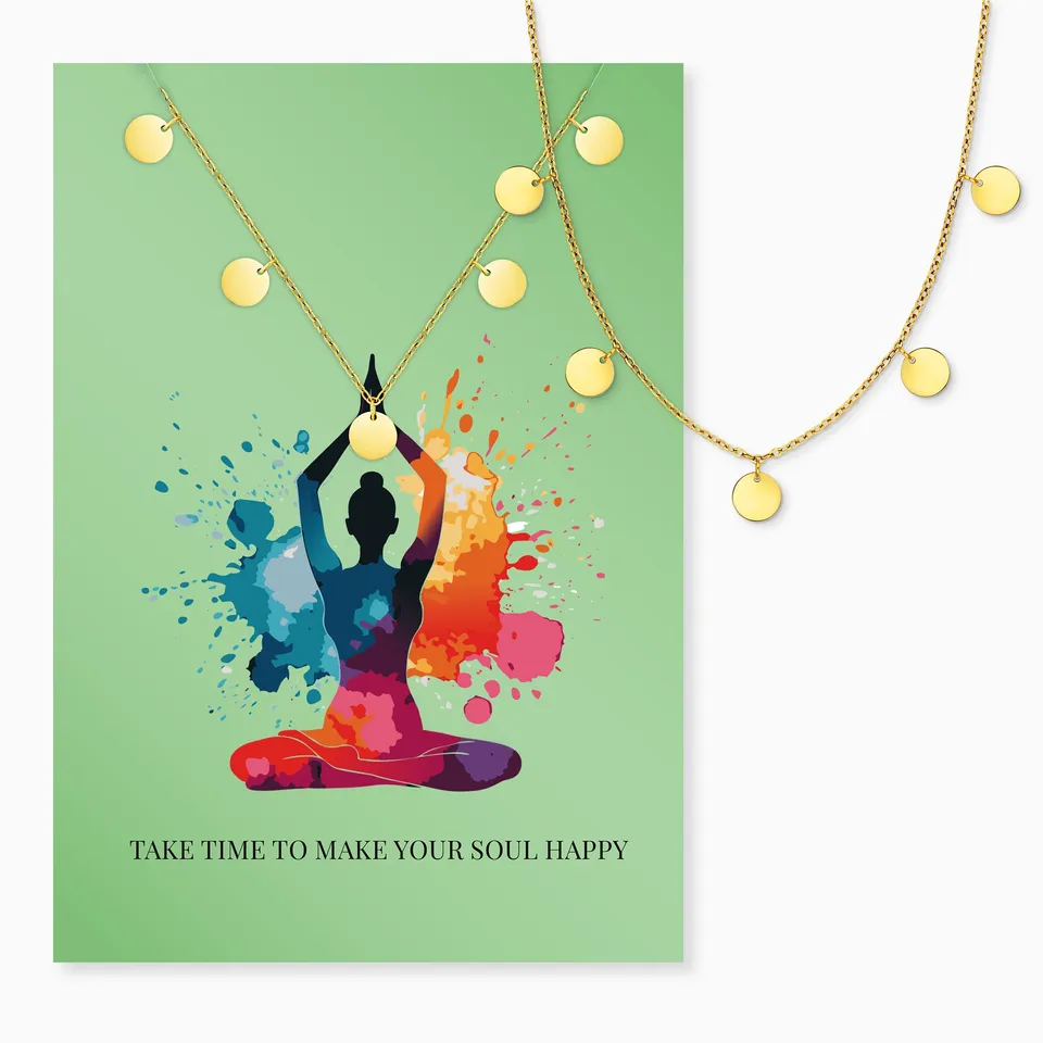 MySteel Engelsrufer collana oro piastrine Happy Soul acciaio