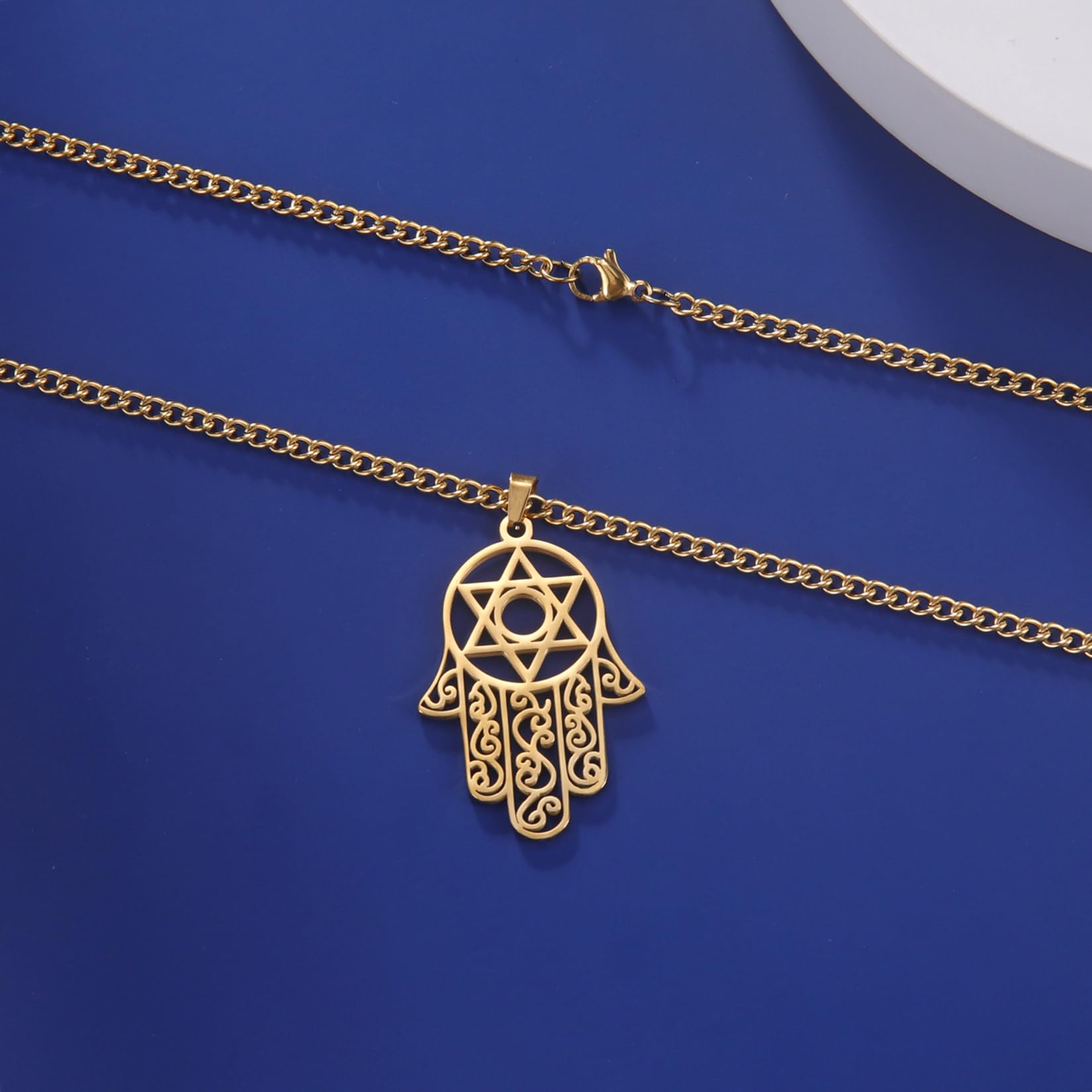 EUEAVAN Hamsa Mano di Fatima Collana Oro Stella di Davide Protezione