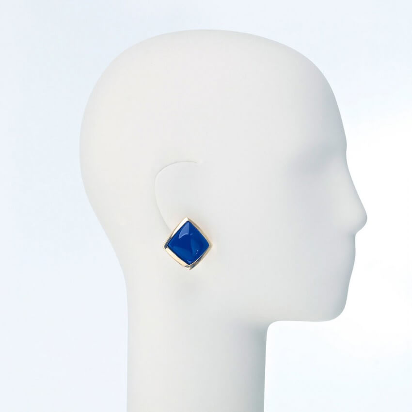 Chic Ad Hoc Orecchini clip blu oro pietra